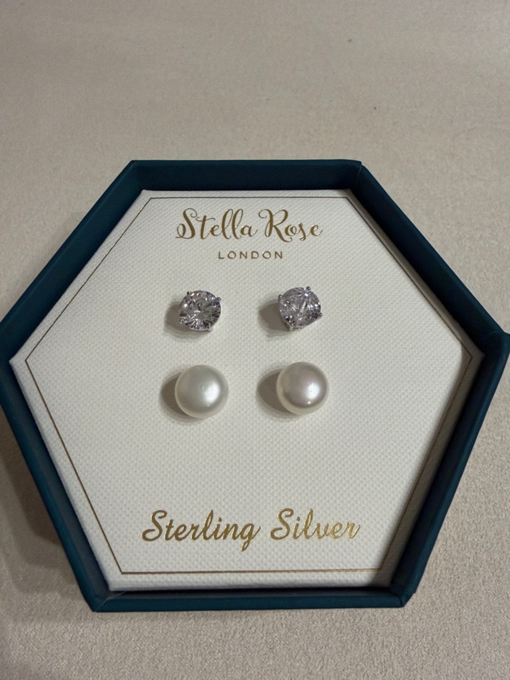 Sterling Silver Pearl and Cubic Zirconia Earring Set - White